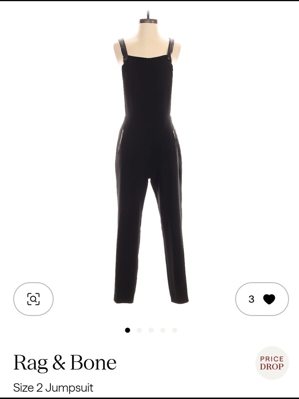 rag & bone Black Tailored-Strap Jumpsuit